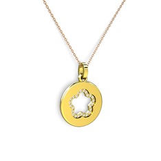 Nina Taşlı Çiçek Kolye - Swarovski 925 ayar altın kaplama gümüş kolye (40 cm rose altın rolo zincir) #ix508c