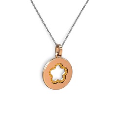 Sitrin 925 ayar rose altın kaplama gümüş kolye (40 cm gümüş rolo zincir)