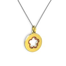 Nina Taşlı Çiçek Kolye - Rodolit garnet 8 ayar altın kolye (40 cm gümüş rolo zincir) #mdhf8h