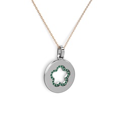 Nina Taşlı Çiçek Kolye - Yeşil kuvars 18 ayar beyaz altın kolye (40 cm rose altın rolo zincir) #mifdro