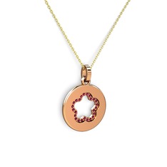Nina Taşlı Çiçek Kolye - Rodolit garnet 14 ayar rose altın kolye (40 cm altın rolo zincir) #mkek94