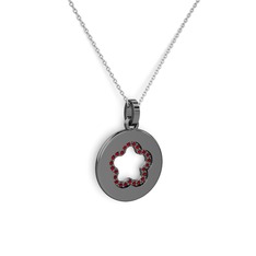 Garnet 925 ayar siyah rodyum kaplama gümüş kolye (40 cm gümüş rolo zincir)
