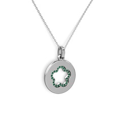 Yeşil kuvars 8 ayar beyaz altın kolye (40 cm beyaz altın rolo zincir)