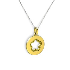 Peridot 14 ayar altın kolye (40 cm gümüş rolo zincir)