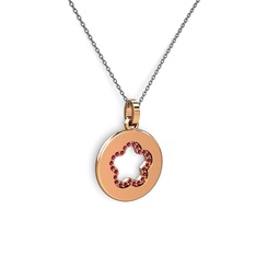 Rodolit garnet 14 ayar rose altın kolye (40 cm gümüş rolo zincir)