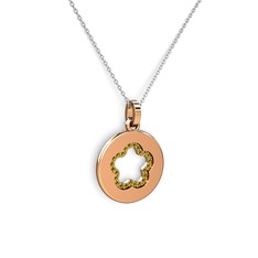 Peridot 18 ayar rose altın kolye (40 cm beyaz altın rolo zincir)