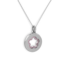 Pembe kuvars 925 ayar gümüş kolye (40 cm gümüş rolo zincir)