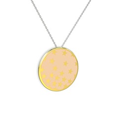 14 ayar altın kolye (Ekru mineli, 40 cm beyaz altın rolo zincir)