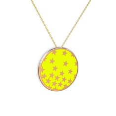 8 ayar rose altın kolye (Sarı mineli, 40 cm altın rolo zincir)