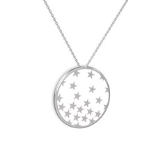 Mineli Yıldız Kolye - 925 ayar gümüş kolye (Beyaz mineli, 40 cm gümüş rolo zincir) #18lyfhi
