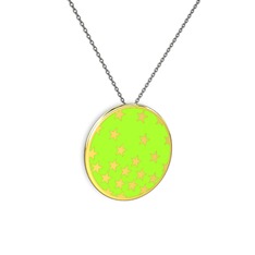 Mineli Yıldız Kolye - 925 ayar altın kaplama gümüş kolye (Neon yeşil mineli, 40 cm gümüş rolo zincir) #1clgbd8