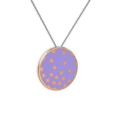 18 ayar rose altın kolye (Menekşe mineli, 40 cm gümüş rolo zincir)