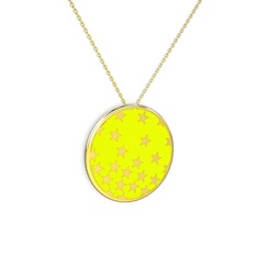 Mineli Yıldız Kolye - 18 ayar altın kolye (Sarı mineli, 40 cm altın rolo zincir) #1fvyggl