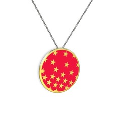 Mineli Yıldız Kolye - 925 ayar altın kaplama gümüş kolye (Kırmızı mineli, 40 cm gümüş rolo zincir) #1hqedhp