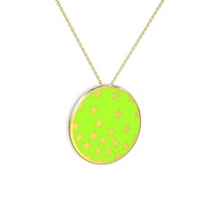 Mineli Yıldız Kolye - 925 ayar altın kaplama gümüş kolye (Neon yeşil mineli, 40 cm gümüş rolo zincir) #1loiyjt