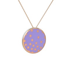 18 ayar rose altın kolye (Menekşe mineli, 40 cm gümüş rolo zincir)