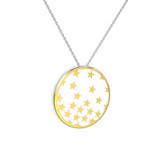 Mineli Yıldız Kolye - 18 ayar altın kolye (Beyaz mineli, 40 cm beyaz altın rolo zincir) #1nkt50m