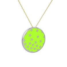 Mineli Yıldız Kolye - 925 ayar gümüş kolye (Neon yeşil mineli, 40 cm altın rolo zincir) #1on5ej3