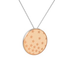 8 ayar rose altın kolye (Ekru mineli, 40 cm beyaz altın rolo zincir)