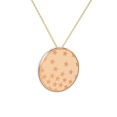 14 ayar rose altın kolye (Ekru mineli, 40 cm altın rolo zincir)