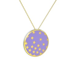 8 ayar altın kolye (Menekşe mineli, 40 cm altın rolo zincir)