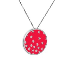Mineli Yıldız Kolye - 925 ayar gümüş kolye (Kırmızı mineli, 40 cm gümüş rolo zincir) #ozisv6