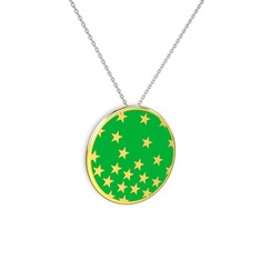 Mineli Yıldız Kolye - 14 ayar altın kolye (Yeşil mineli, 40 cm beyaz altın rolo zincir) #r05ilp