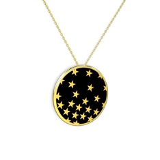 Mineli Yıldız Kolye - 8 ayar altın kolye (Siyah mineli, 40 cm altın rolo zincir) #wz2k8y