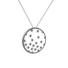 Mineli Yıldız Kolye - 925 ayar siyah rodyum kaplama gümüş kolye (Beyaz mineli, 40 cm beyaz altın rolo zincir) #xk089y