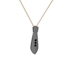 Siyah zirkon 925 ayar siyah rodyum kaplama gümüş kolye (40 cm gümüş rolo zincir)
