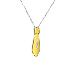 Taşlı Kravat Kolye - Swarovski 8 ayar altın kolye (40 cm beyaz altın rolo zincir) #13r44wp