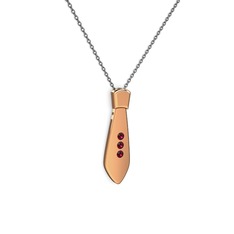 Taşlı Kravat Kolye - Rodolit garnet 8 ayar rose altın kolye (40 cm gümüş rolo zincir) #15crvrz