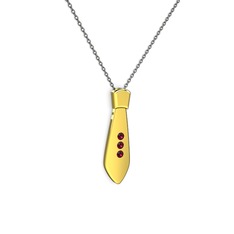Taşlı Kravat Kolye - Rodolit garnet 18 ayar altın kolye (40 cm gümüş rolo zincir) #15mu5sw