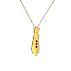 Taşlı Kravat Kolye - Rodolit garnet 14 ayar altın kolye (40 cm gümüş rolo zincir) #15s3lom