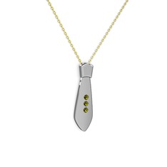 Peridot 14 ayar beyaz altın kolye (40 cm altın rolo zincir)