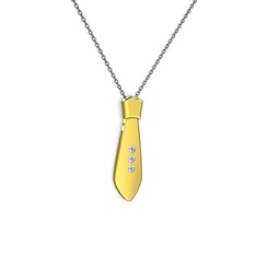 Beyaz zirkon 14 ayar altın kolye (40 cm gümüş rolo zincir)