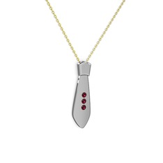 Taşlı Kravat Kolye - Rodolit garnet 925 ayar gümüş kolye (40 cm altın rolo zincir) #1aw6m6q