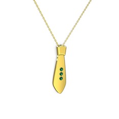 Taşlı Kravat Kolye - Yeşil kuvars 14 ayar altın kolye (40 cm altın rolo zincir) #1c44pp2