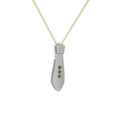 Taşlı Kravat Kolye - Peridot 925 ayar gümüş kolye (40 cm altın rolo zincir) #1g0twmb