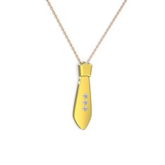 Taşlı Kravat Kolye - Swarovski 18 ayar altın kolye (40 cm rose altın rolo zincir) #1gzgd9y