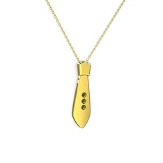 Taşlı Kravat Kolye - Peridot 925 ayar altın kaplama gümüş kolye (40 cm altın rolo zincir) #1u0gpsl