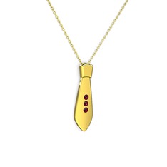 Taşlı Kravat Kolye - Rodolit garnet 18 ayar altın kolye (40 cm gümüş rolo zincir) #1wh4079