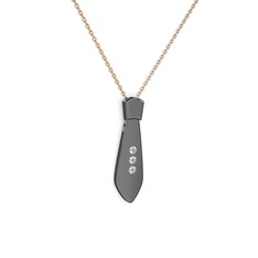 Taşlı Kravat Kolye - Swarovski 925 ayar siyah rodyum kaplama gümüş kolye (40 cm gümüş rolo zincir) #1xmhvve