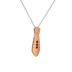 Taşlı Kravat Kolye - Rodolit garnet 14 ayar rose altın kolye (40 cm beyaz altın rolo zincir) #4hlvc9