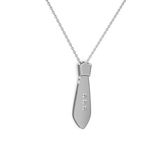 Taşlı Kravat Kolye - Swarovski 18 ayar beyaz altın kolye (40 cm beyaz altın rolo zincir) #591cg8