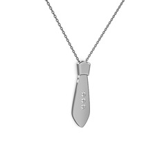 Taşlı Kravat Kolye - Swarovski 925 ayar gümüş kolye (40 cm gümüş rolo zincir) #b7xz19