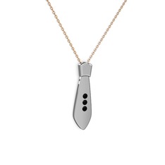 Taşlı Kravat Kolye - Siyah zirkon 925 ayar gümüş kolye (40 cm gümüş rolo zincir) #cilvo1