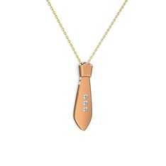 Taşlı Kravat Kolye - Swarovski 925 ayar rose altın kaplama gümüş kolye (40 cm altın rolo zincir) #d4jz5b