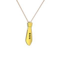 Peridot 8 ayar altın kolye (40 cm gümüş rolo zincir)