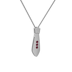 Taşlı Kravat Kolye - Rodolit garnet 925 ayar gümüş kolye (40 cm gümüş rolo zincir) #jpo9vi